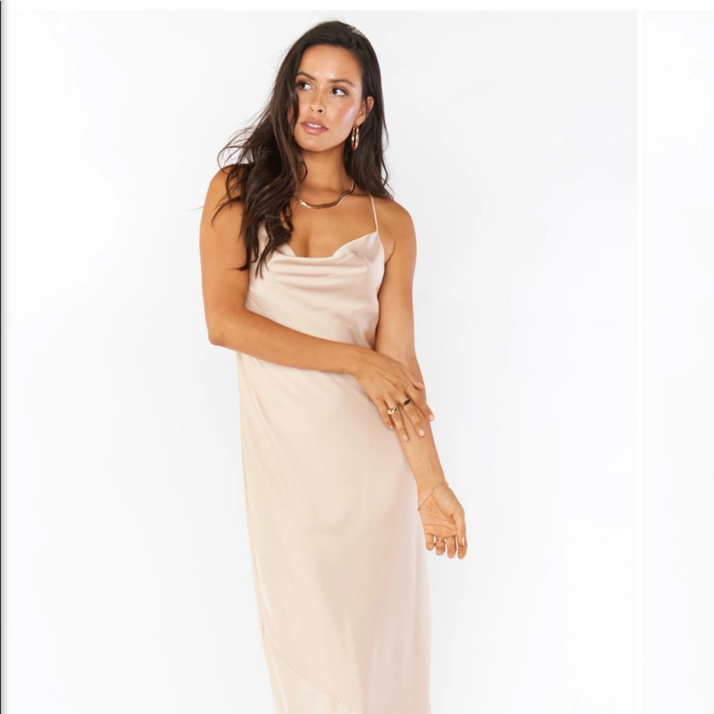 Tuscany Maxi Slip Dress in Champagne Luxe Satin
